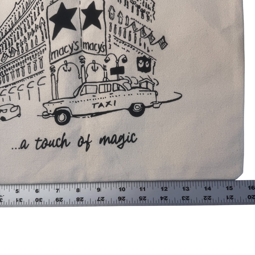 NEW Macys A Touch of Magic NYC Canvas Tote Bag On 34th Taxi City Sketch Graphic - Picture 8 of 10